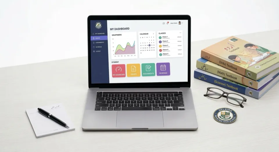 PakEducate dashboard on laptop for Quetta schools