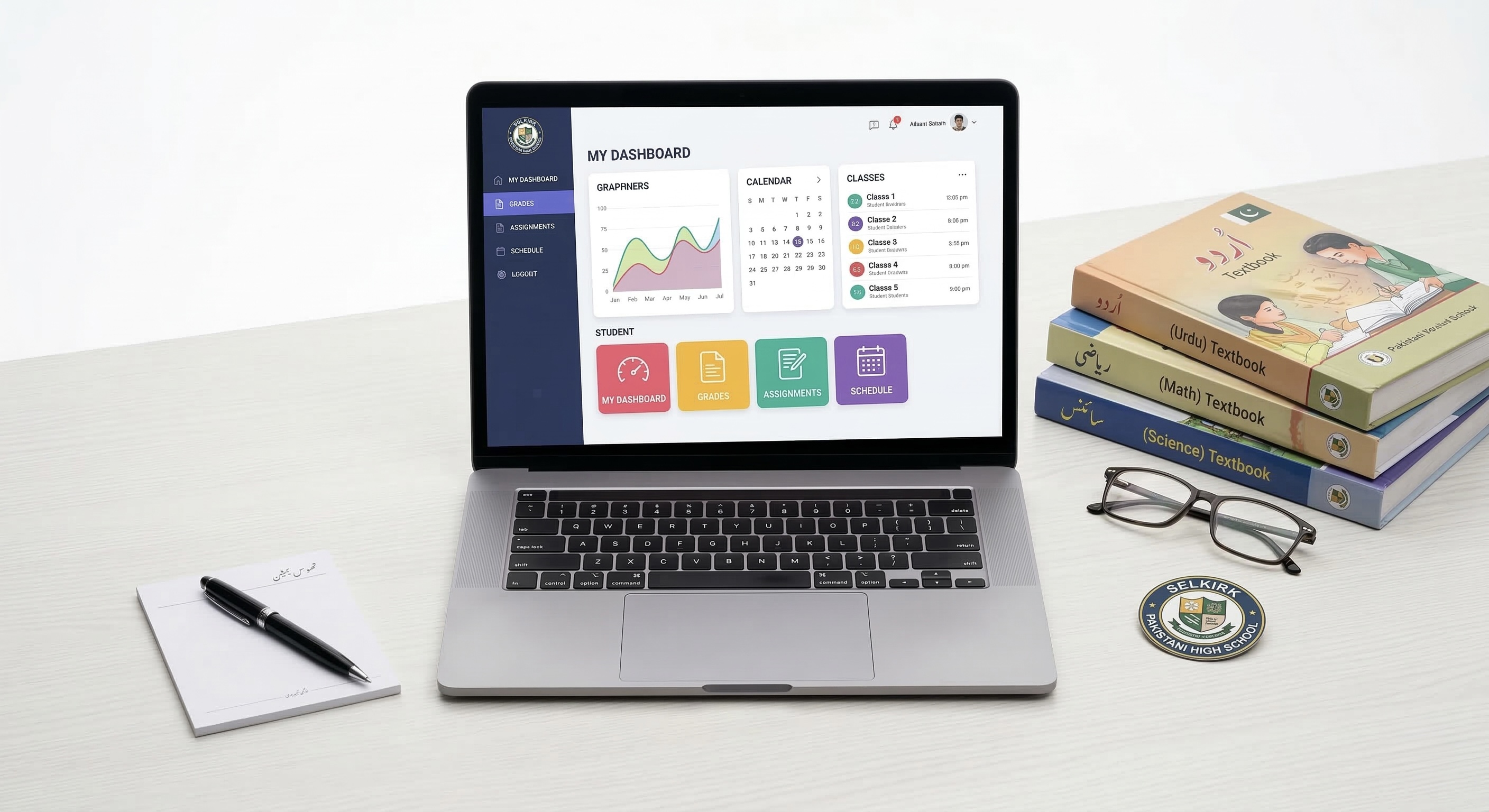 PakEducate dashboard on laptop for Altit schools
